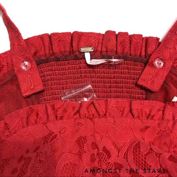 Free People Fiona Red Jacquard Crop Top Skirt Set - Picture 6 of 9